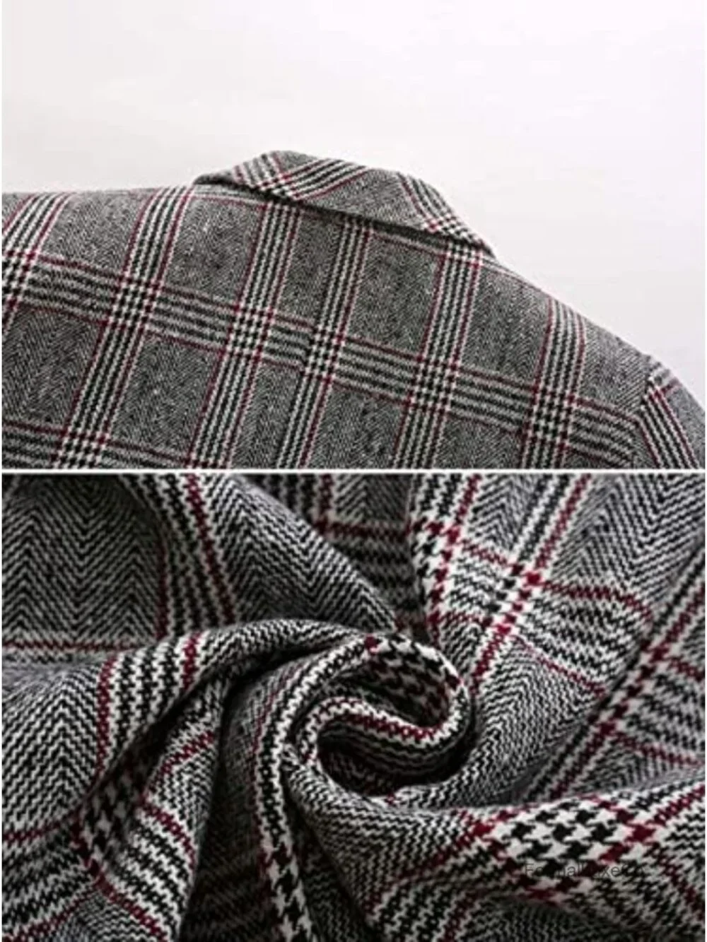 Notch Lapel 2 Button Boyfriend Blazer Suit Houndstooth Plaid Jacket Coat